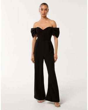 Forever New Tailored Sweetheart Neck Line Off The Shoulder Jumpsuit - Black