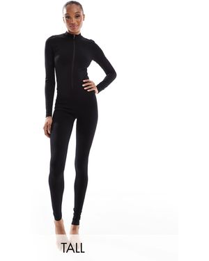 4505 Tall Seamless Zip Front All-in-one Jumpsuit - Black