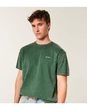 Hollister Tall Relaxed Heavyweight Logo Crew Tee - Green