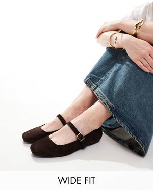 Asos Design Wide Fit Lottie Mary Jane Ballet - Blue