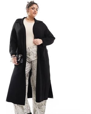 Yours Collared Longline Cardigan - Black