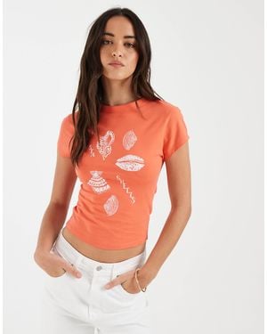 ASOS Baby Tee With Seashell Graphics - Orange