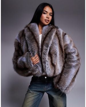 AFRM Cropped Faux Fur Jacket - Grey