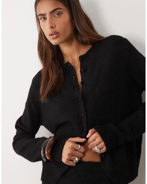 ASOS Wool Blend Neat Fit Cardigan - Black