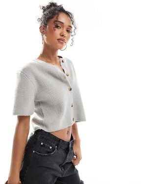Brave Soul Short Sleeve Cardigan - White