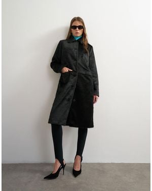 TOPSHOP Faux Fur Long Coat - Black