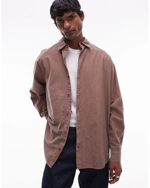 TOPMAN Chemise oversize à manches longues - marron délavé - Rose