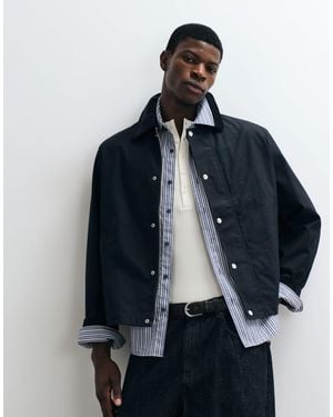 ARKET Kurze jacke aus gewachster baumwolle mit kontrastierendem cordkragen - Blau