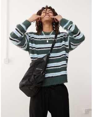 Weekday Daniel - pull en maille duveteuse - rayé - Vert