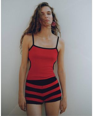 Pull&Bear Top mit cut-out und riemchen - Rot