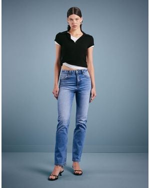 ASOS High Waisted Slim Straight Jeans - Blue