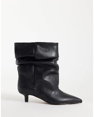 ASOS Rosario Slouch Kitten Heel Boots - Black