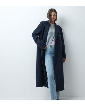 ASOS Asos Design Tall Longline Formal Dad Coat With Wool - Blue