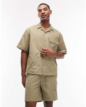 ASOS Motionmaxtm Oversized Four Way Stretch Shirt - Natural