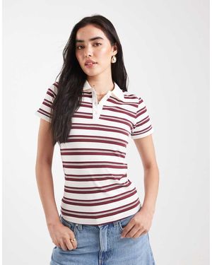 JJXX Polo Color Panna A Righe Bordeaux - Rosso