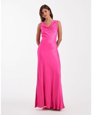 Maids To Measure Bridesmaid Cowl Front Maxi Dress - Pink