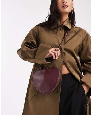 Glamorous Borsa Da Spalla Bordeaux A Forma Di Cuore - Marrone