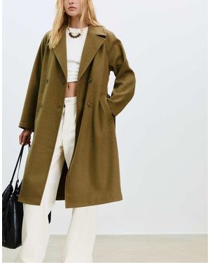 Stradivarius Soft-touch Trench Coat - Green