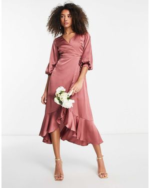 Liquorish – bridesmaid – midikleid aus satin - Rot