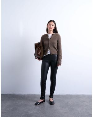 TOPSHOP Faux Leather Drain Pipe Skinny Trouser - Black