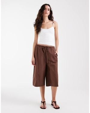ASOS Cotton Longline Bermuda Short - Brown