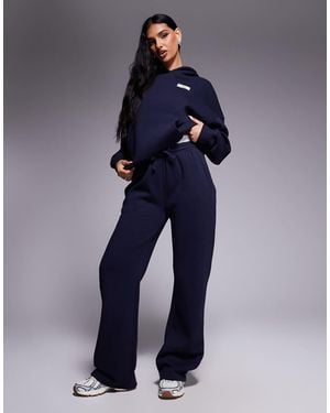 Kaiia Contrast Logo Waistband Wide Leg jogger Co-ord - Blue