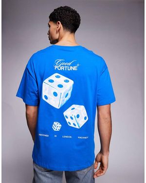 ADPT Oversized T-Shirt With Dice Back Print - Blue
