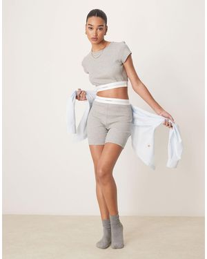 Calvin Klein Rib legging Shorts - Natural