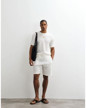 Only & Sons Relaxed Fit Plisse Short Co-ord - White
