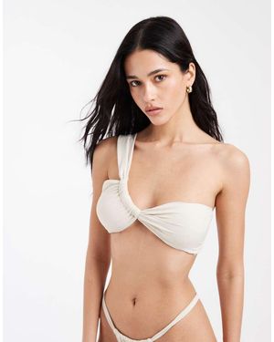 Pieces Top Bikini Monospalla Color Panna Glitterato - Neutro