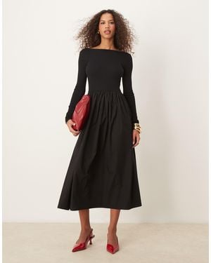 Nobody's Child Penni Boat Neck Midi Dress - Black