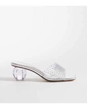Kaiia Exclusive 00s Clear Rhinestone Sphere Heeled Sandals - White