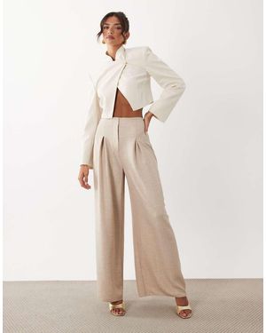 ASOS Pantalones De Talle Alto Y Pernera Ancha Con Cinturilla Ancha (Parte De Un Conjunto)-Neutro - Blanco