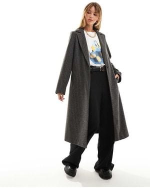 New Look Formal Pinstripe Coat - Black
