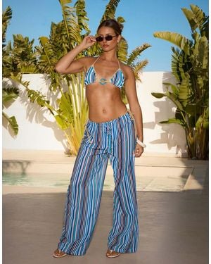 South Beach X Sasha Corte-t Wide Leg Beach Trousers - Blue