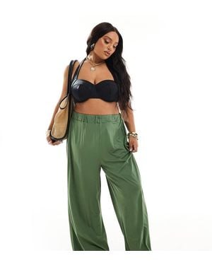 ASOS Asos Design Curve Jersey Palazzo Beach Trouser - Green