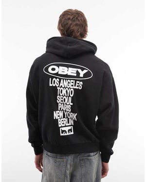 Obey Oval Cities Hoodie With Back Print - Black