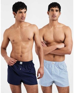Lacoste 2 Pack Woven Boxers - Blue