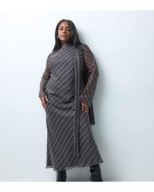 ASOS Asos Design Curve Chiffon Maxi Jurk Met Schuine Snit En Bijpassende Sjaal - Grijs