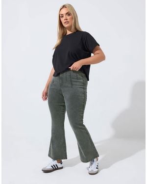 Yours Clothing Seam Detail Flared Jeans - Grey
