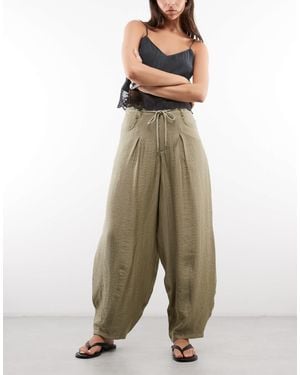 ASOS Textured Drawstring Waist Balloon Trouser - Green