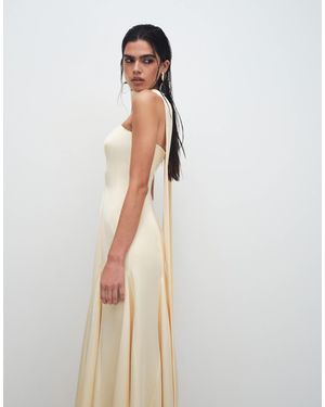 Kaiia Exclusive Satin Scarf Detail Bandeau Godet Hem Maxi Dress - White