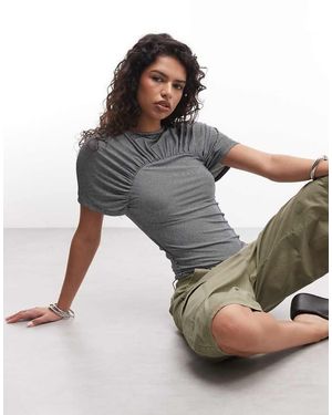 Reclaimed Vintage Ruched Jersey Top - Grey