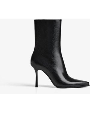 Bershka Embossed High-Heel Ankle Boots - White