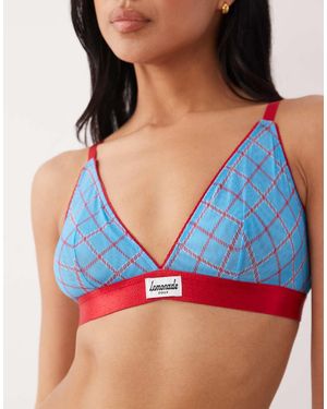 Lemonade Dolls Geruite Bralette Van Mesh Met Stretch - Blauw