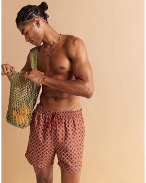 South Beach Geo Print Swimshort - Grey