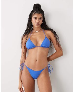 Monki Tie Side Bikini Bottoms - Blue