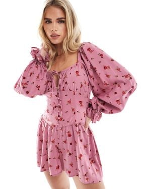 Miss Selfridge Long Sleeve Playsuit - Red