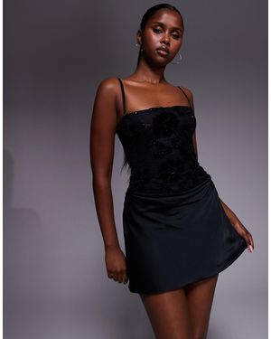 Oh Polly Drape Skirt Mini Dress With Detachable Straps - Black