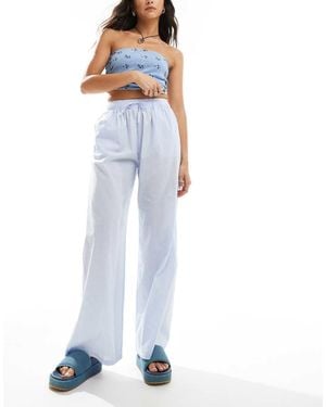 Daisy Street Mid Rise Wide Leg Trouser - Blue